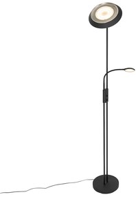 Stojaca lampa čierna vrátane LED a stmievača so svetlom na čítanie - Fez