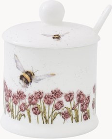 Cukornička z jemného kostného porcelánu's lyžičkou Bee