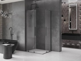 Mexen Velar L Duo, sprchový kút s posuvnými dverami 100 x 90 cm, 8mm číre sklo, brúsený grafit, 871-100-090-02-03-95