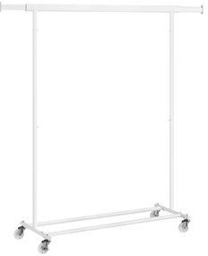 SongmicsHome Stojan na oblečenie INEZ na kolieskach, max.90kg, 83,5x45x160cm, biela