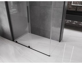 Mexen Velar, sprchový kút s posuvnými dverami 140(dvere) x 80(stena) cm, 8mm číre sklo, čierna matná, 871-140-080-01-70