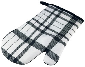 Sada 2 kuchynských chňapiek s magnetom CHECKS, bielo-čierna
