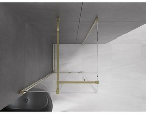 Mexen Velar, sprchový kút s posuvnými dverami 100(dvere) x 100(stena) cm, 8mm číre sklo, zlatá lesklá, 871-100-100-01-50