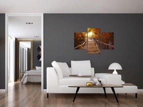 Obraz - Schody v prírode na jeseň (90x60 cm)