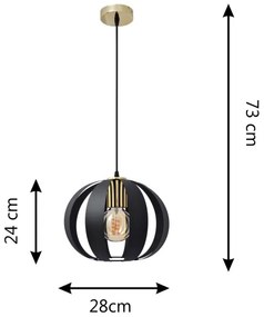 Luster na lanku NEWTON 1xE27/15W/230V čierna/zlatá
