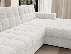 Krémovobiela rozkladacia rohová pohovka z textílie buklé (pravý roh/s leňoškou) Blezalt – ELTAP