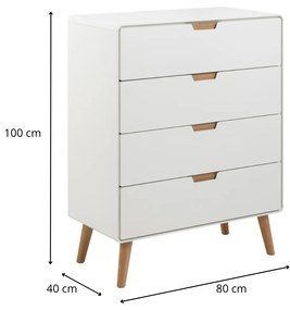 Komoda Lowell 100 cm bílá/dub přírodní