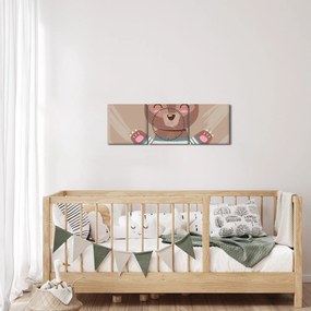 Obraz - Medvedík v pruhovanom tričku (s hodinami) (90x30 cm)