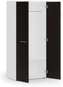 Kancelárska šatníková skriňa PRIMO WHITE, 1 polica, šatníková tyč, 800 x 500 x 1781 mm, biela/wenge
