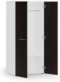 Kancelárska šatníková skriňa PRIMO WHITE, 1 polica, šatníková tyč, 800 x 500 x 1781 mm, biela/wenge