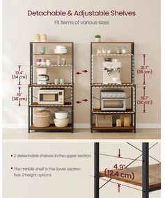 Policový regál do kuchyne MARGE hnedá/čierna