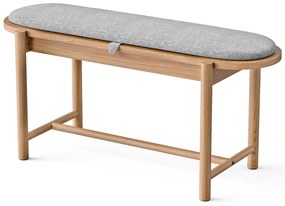 Lavica z masívneho dreva s čalúnením a úložným priestorom