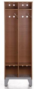 Drevená šatníková skrinka S4 na nohách, 2-dverová, 1400 x 600 x 400 mmm otočný zámok, orech