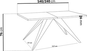 Rozkladací jedálenský stôl MASON Rozmer stola: rozmer 140cm
