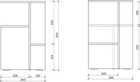 Nočný stolík s poličkami v terakotovej farbe Atik – noo.ma