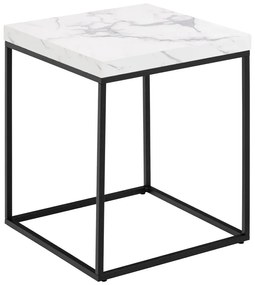 Odkladací stolík Barossa 40 cm biely mramor/čierny