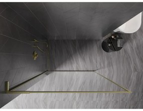 Mexen, Mexen Kioto-XF L sprchová stena s rámom 50 x 202 cm, priehľadná 10 mm, brúsené zlato - 800-050-174-55-00-XF