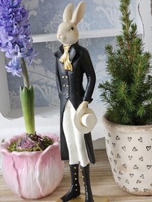 Dekorácia králik elegán v čiernom fraku s klobúkom - 9*7*34 cm