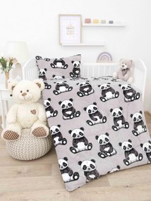 Obliečky mikroplyš do postieľky Exclusive - Panda 100 × 135 cm, 40 x 60 cm