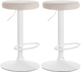 2x Barová stolička Ponte - zamat, biely rám Krémová