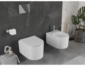 Mexen Sofia, závesná WC misa 490x360x355 mm, Rimless Tornádo + toaletné WC sedadlo z duroplastu, biela lesklá, 30540400
