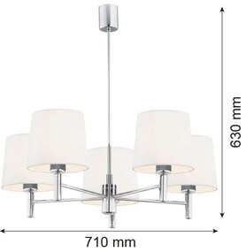 Argon 2110 - Luster na tyči BOLZANO 5xE27/15W/230V krémová