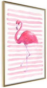 Artgeist Plagát - Flamingo and Stripes [Poster] Veľkosť: 20x30, Verzia: Čierny rám s passe-partout