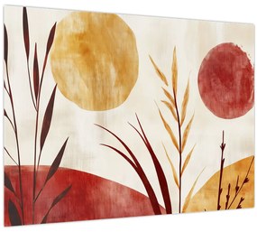 Obraz - Rastliny a kruhy (70x50 cm)