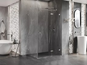 Mexen Lunar T, pravostranný výklopný sprchový kút 75 x 90 cm, číre sklo, chrómový profil, 834T-075-090-01-00-P