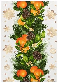Kuchynská utierka 50x60cm s vianočným motívom ihličia a pomaranča