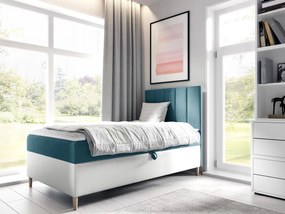 Kontinentálna posteľ Junior Kamire 1, Strana: pravá, Rozmer postele: 80x200, Dostupné poťahy: ekokoža Soft 017 (biela) + Fresh 34