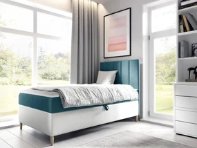 Kontinentálna posteľ Junior Kamire 1, Strana: pravá, Rozmer postele: 80x200, Dostupné poťahy: ekokoža Soft 017 (biela) + Fresh 34