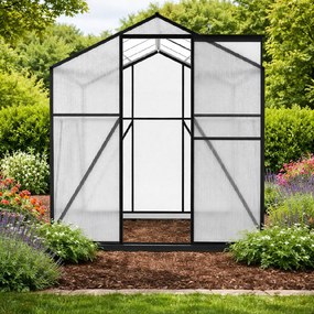 Skleník so základňou BestBerg BBGH-806B / 4,8 m² / 252 × 190 × 194 cm / čierna