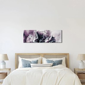 Obraz - Fialový mramor N⁰2 (s hodinami) (90x30 cm)