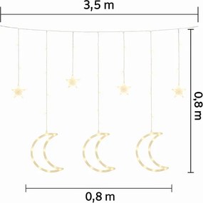 Dekoračný svetelný záves mesiaca a hviezdy