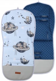 BabiM Prechodná podložka do kočíka Minky Plus Modré medvedíky