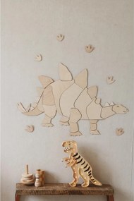 Drevená nástenná dekorácia Origami Stegosaurus – dinosaurus do detskej izby S