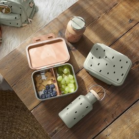 Antikorový desiatový box - Happy Prints caramel