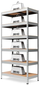Marbo Kovový REGÁL SÉRIE SOLID 200x110x50 Pozinkovaný Rozmer regálu: 200x110x50, Počet Políc: 5, Celková nosnosť regálu: 1000 KG