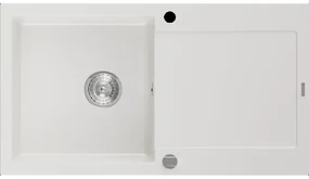 Mexen Leo granitový jednokomorový drez s odkvapkávačom 900 x 500 mm, biela- 6501901010-20