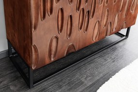 Vysoká komoda DUNE 120cm 3D akáciové drevo tmavý orech hnedý