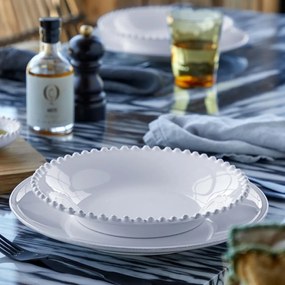 Biely kameninový tanier na polievku Costa Nova Pearl, ⌀ 24 cm