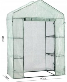 Záhradný skleník s fóliou a poličkami 73 x 140 m x 200 cm