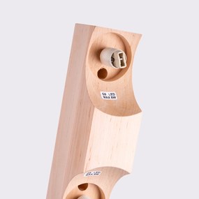 Stropné svietidlo Bulbo, 2x biele sklenené tienidlo, drevo