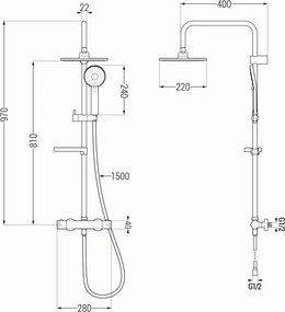 Mexen KX33 sprchový set s termostatickou batériou Kai, Grafitová, 771504091-66