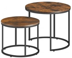 Set dvoch konferenčných stolíkov - rustikálne (čierne nohy)