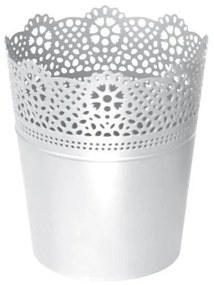 Prosperplast Kvetináč s čipkou Lace biely, varianta 11,2 cm
