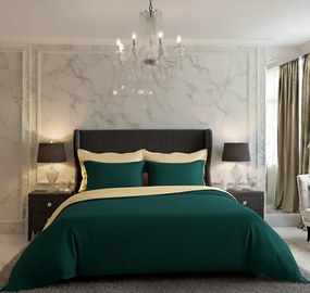 Kvalitex Saténové obliečky Luxury Collection tm. zelená/smotanová, 140 x 200 cm, 70 x 90 cm