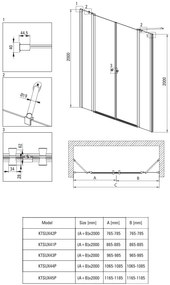 Deante Kerria Plus, 1-krídlové výklopné sprchové dvere 120x200 cm, 6mm číre sklo, chrómový profil, DEA-KTSU045P