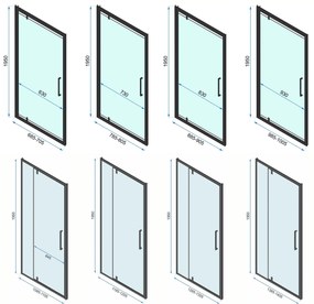 Rea Rapid Swing, rohový sprchovací kút 90 (dvere) x 90 (stena) x 195 cm, 6mm číre sklo, čierny profil, KPL-009926